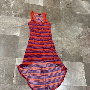 Divided Orange and Blue Striped Dress
